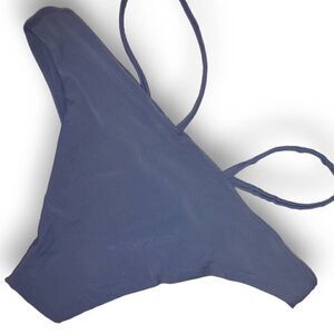 Women's Bikini Swim Bottom Grey‎ Blue Cheeky Criss Cross Straps L NEW